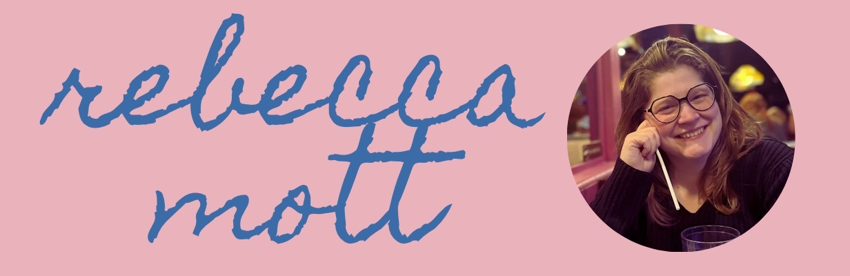banner reads 'rebecca mott' and features a photo of the author